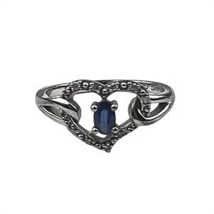 M/C Topaz & Diamond Chip Heart Sterling Silver Ring Size 7